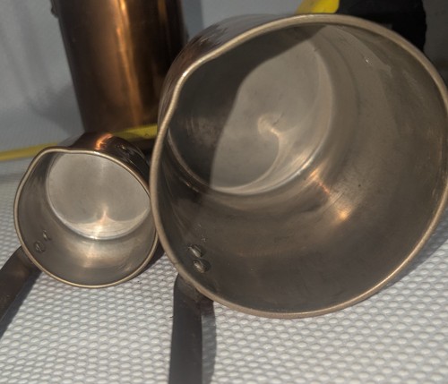 Copper measuring jugs - measuring, scoops
