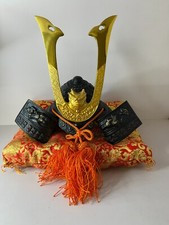 Medieval Minamoto Army Samurai Armor Helmet Yoroi-Kabuto Old Replica Red Japan