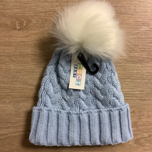 Baby cable knitted bobble hat - knitted,