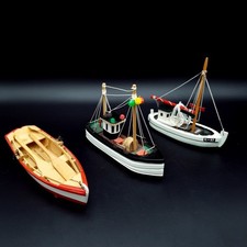 Vintage Wooden Boats Souvenir rowboat Fishing Boat models Handpainted 3 boats