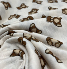 2 Metres Teddy Bear Super Soft Print Spun Poly Stretch Fabric