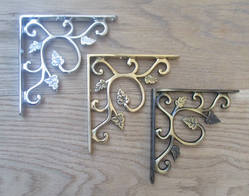 Pair solid brass ornate - pair,