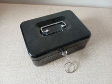 Metal Cash Money Box  Black