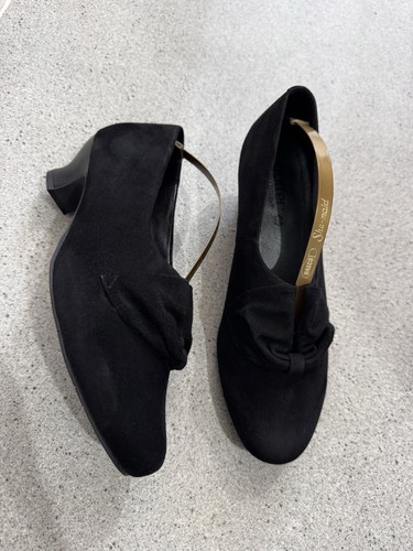 Hotter donna black suede court - donna,