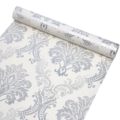 Grey damask wallpaper wall - grey,