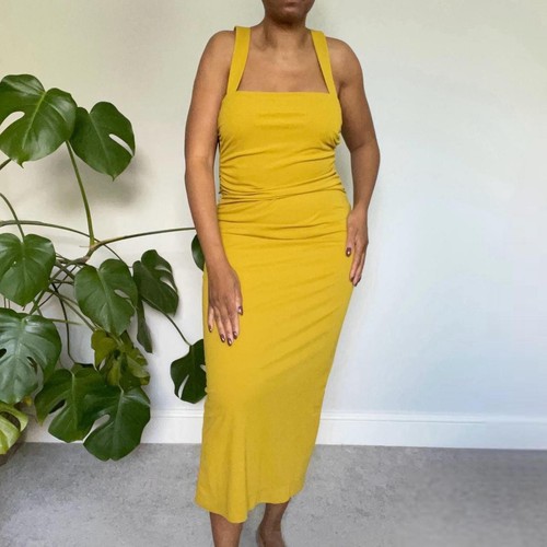 Zara mustard draped open - zara, back