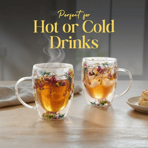 350ml double wall glass mug - wall,