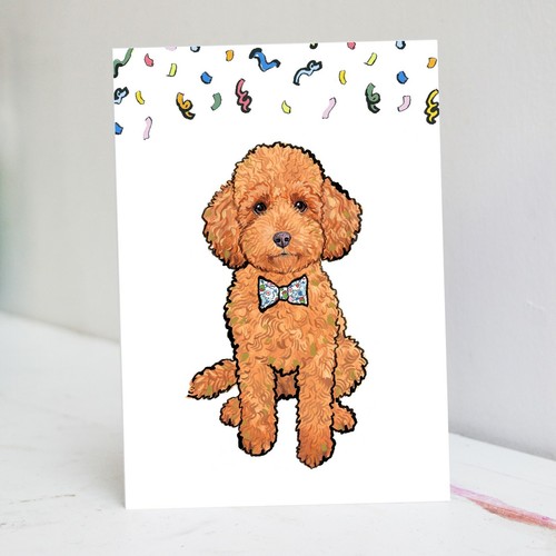 Red toy poodle - birthday, card