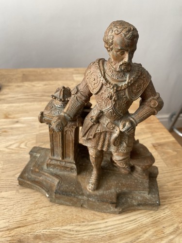 Antique spelter knight - antique,