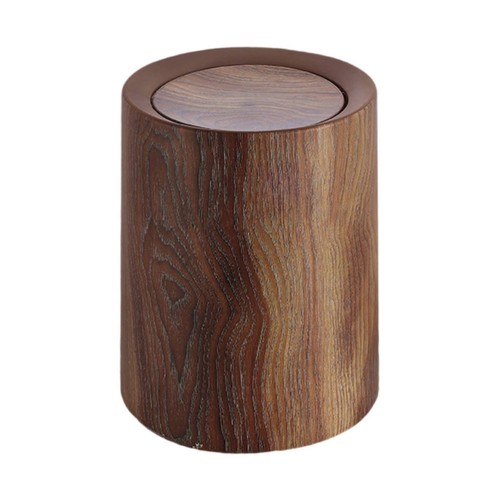 Wood grain trash can - wood,
