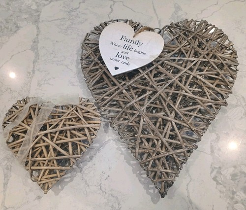 Wicker hearts large small - 2x,