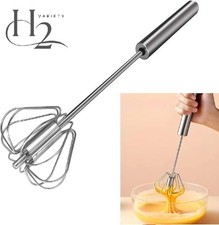1pc Semi-Automatic Rotary Egg Whisk, Stainless Steel Hand Mixer, Manual Beater