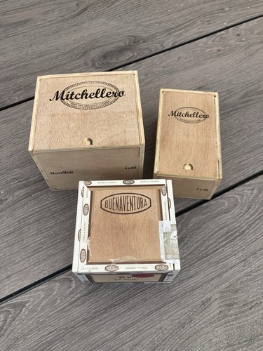 Three wooden cigar boxes - three,