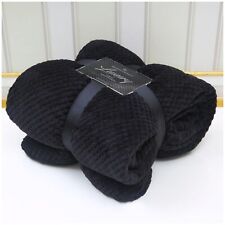 LUXURY POPCORN WAFFLE BLANKET FLEECE TRAVEL THROW SOFA BED WARM COSY EXTRA LARGE