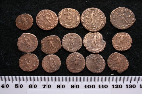Roman coin showing - , standing