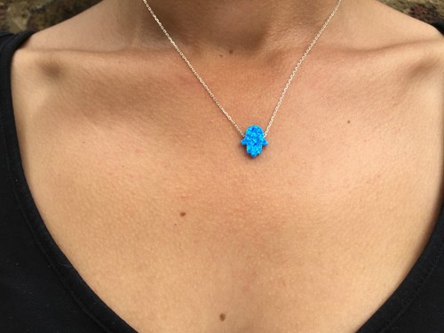 Hamsa opal necklace - hamsa, necklace,opal