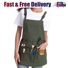 Unisex Waxed Artist Canvas Apron Gardening Painter Woodwork Apron Tool Pockets