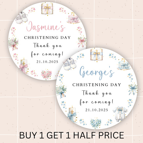 Christening favour stickers - christening,