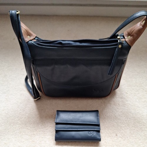 Gigi navy leather handbag with - gigi,