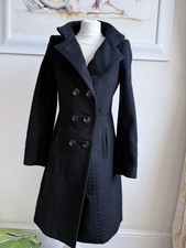 Zara Woman 100% Wool Black Coat About UK Size 8/ 10