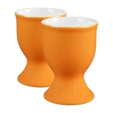 2x Coloured Ceramic Egg Cups Breakfast Hard Soft Boiled Egg Holder 5cm Yellow