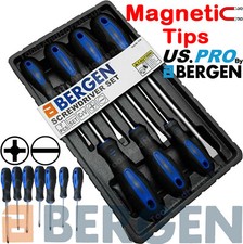 BERGEN Magnetic Screwdriver Set 7pc Slotted Straight Phillips PH Driver Tool Set