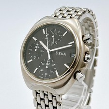 Seiko ALBA DEUA Chronograph Watch V657 6040 Stainless Steel Black Dial