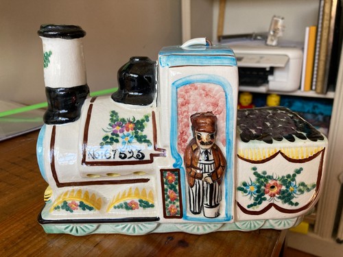 Vintage pottery train - vintage, night