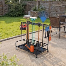 Garden Tool Storage Rack Holder Gardening Garage Organizer Caddy Shed Equipment