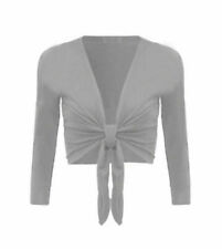 Womens Tie Up Crop Shrug Wrap Bolero Ladies Cardigan Top Sizes 8-26