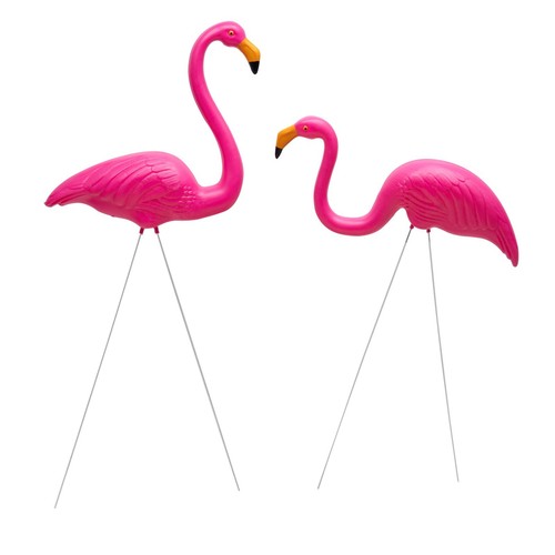 Garden flamingo pair ornaments - flamingo,