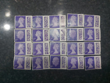 100x Unfranked Royal Mail 1st Class Purple Bar Coded Stamps off paper