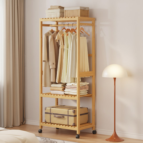 Wooden open wardrobe garment - open,