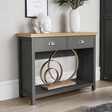 Console Table 2 Drawer Telephone Table Dark Grey Oak Hallway Storage 36mm Top