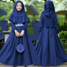 2pcs Kids Girls Hijab Abaya Maxi Dress Burka Niqab Islamic Long Robes Prayer New
