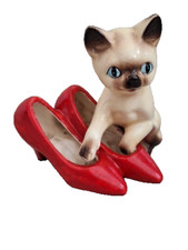 Siamese Cat with Red Shoes