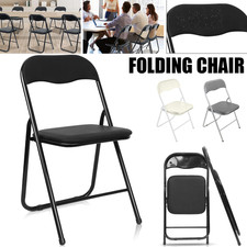 1/4x Folding Chairs Padded Faux Leather Studying Dining Office Event Metal Seat