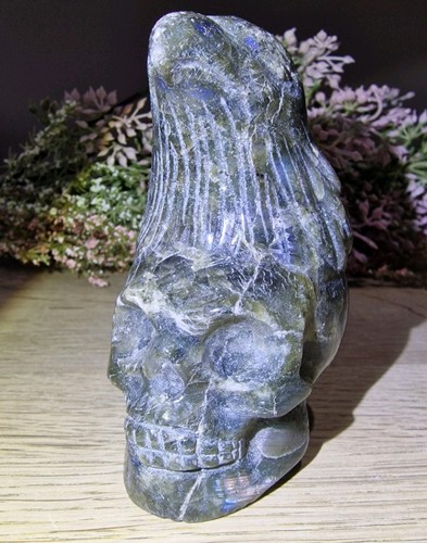 Labradorite crystal skull - labradorite, w