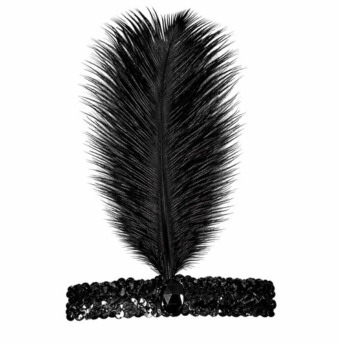Black flapper headband 1920s - black,
