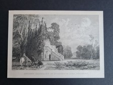 Antique 1836 print - Ancient Castellet - Doddington Park - Cheshire