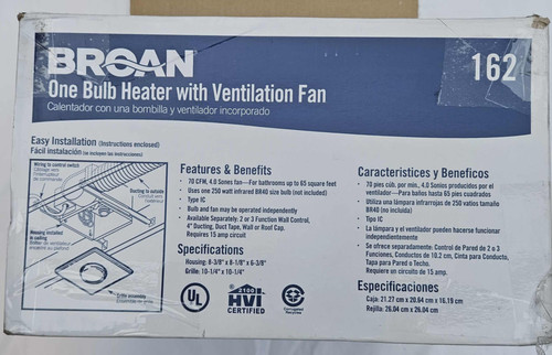 Broan one bulb heater with - bulb,