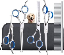 5PCS Professional Pet Dog Grooming Scissors Set Straight Curved Thinning Shear