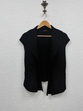 Crea Concept Waistcoat Jumper Size 42 UK 14 Wool Blend Chunky Knit Black Boho