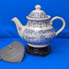 WINDSOR CASTLE * Large Blue and White TEAPOT * 1977 Queen's Silver Jubilee VGC