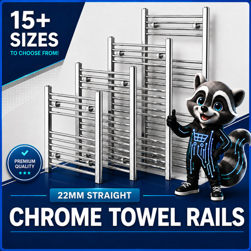 Straight chrome heated towel - heated,