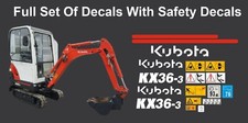 Kubota KX36-3 Mini Digger Full Decal Set With Safety Decals Included