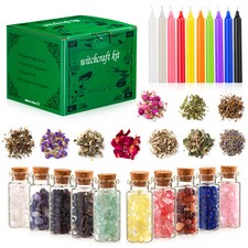 Amazing 90-piece Witchcraft Starter Kit with Spell Candles / Natural Crystals