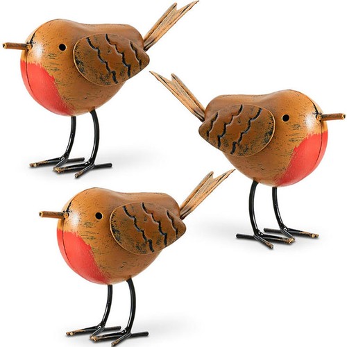 3pcs robin garden ornaments - 3pcs,
