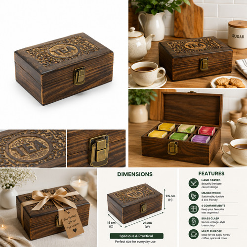 Hand carved mango wood - wood, tea