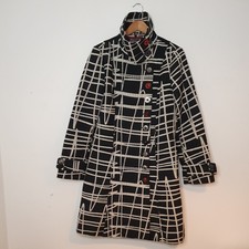 DESIGUAL Wool Blend Standout Geometric Stand Up Collar Button Coat Size 44